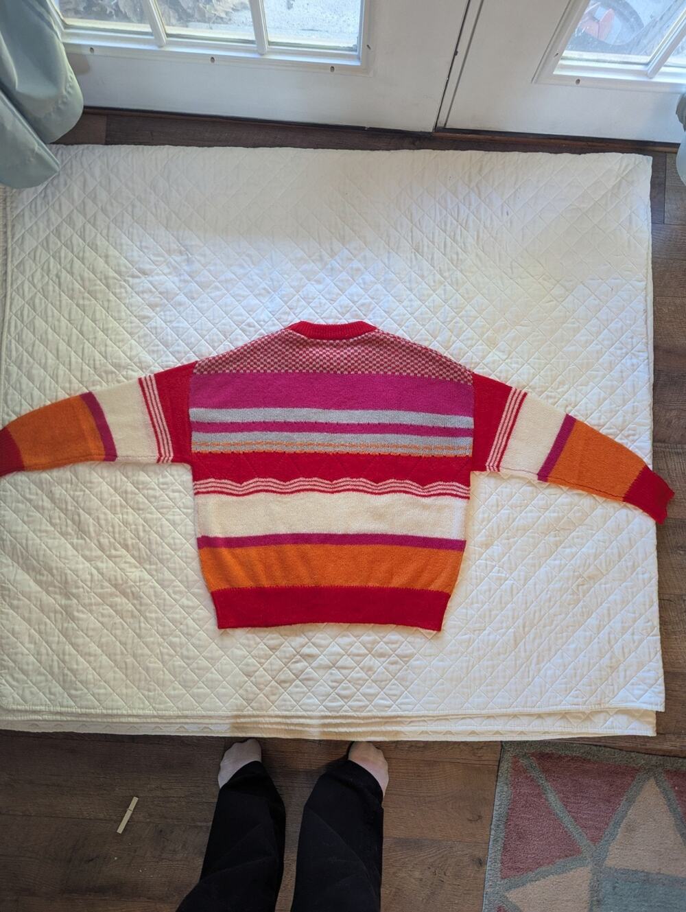 Espirt Light Weight Sweater,Orange,Fuscia,Cream,and Gray